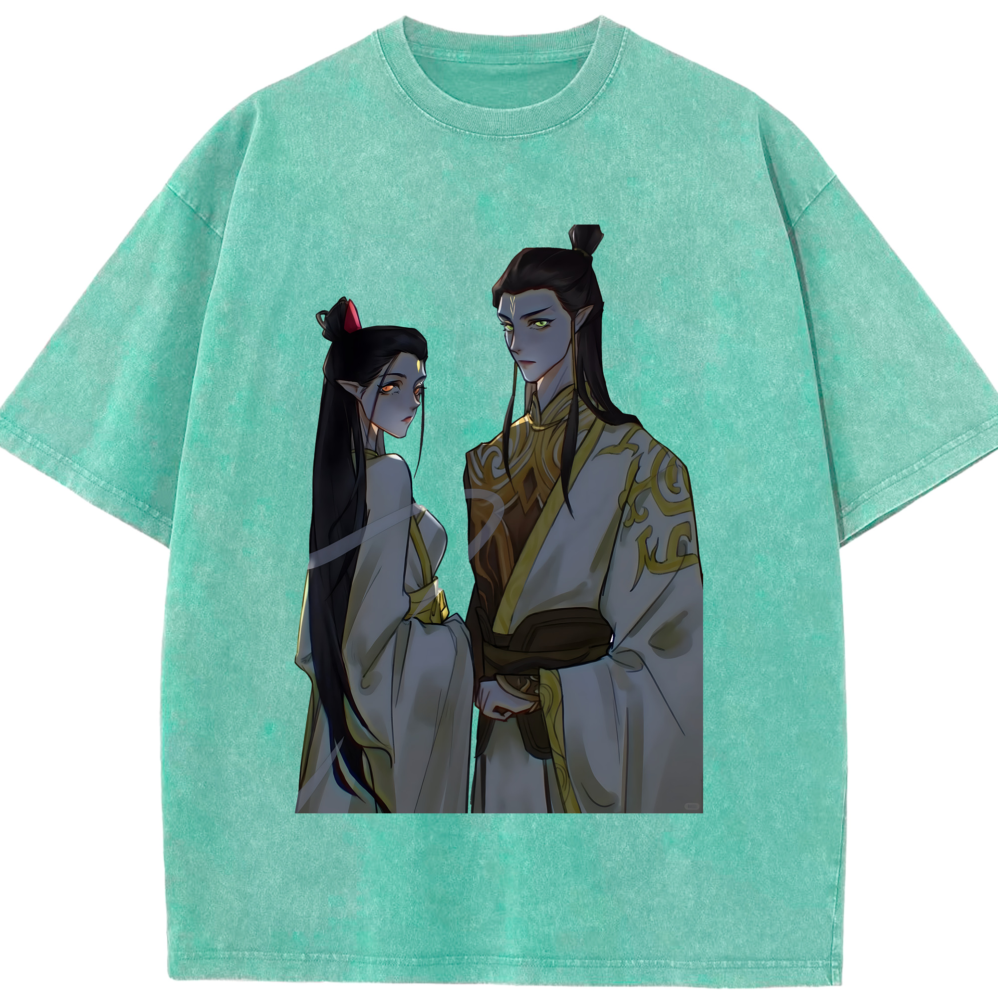 （画像用） Ne Zha 2 ナタ 魔童の大暴れ 綿100% ヴィンテージ風 半袖Tシャツ（フロントプリント）